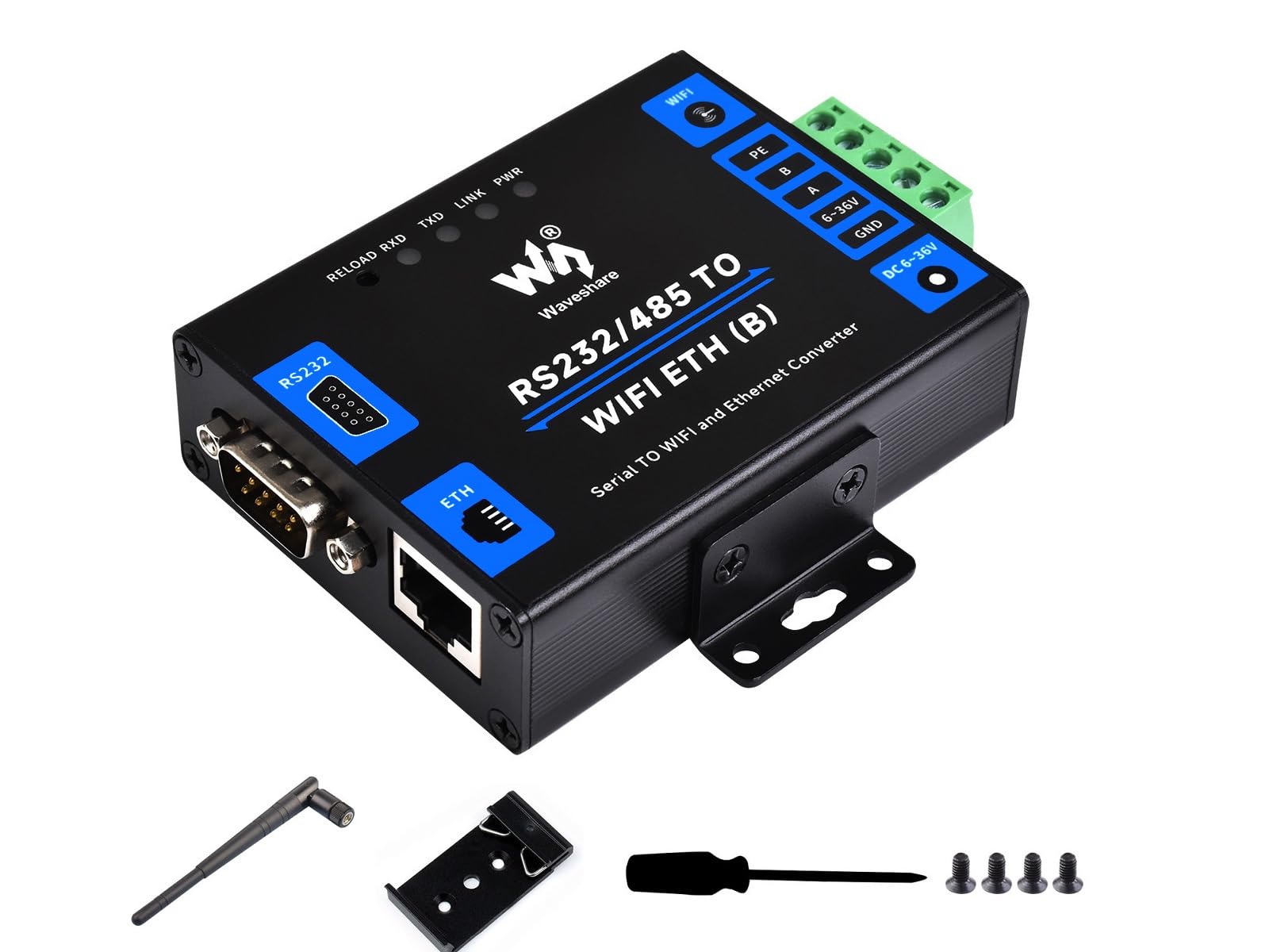 Waveshare RS232/485 to WiFi and RJ45 Ethernet Converter
