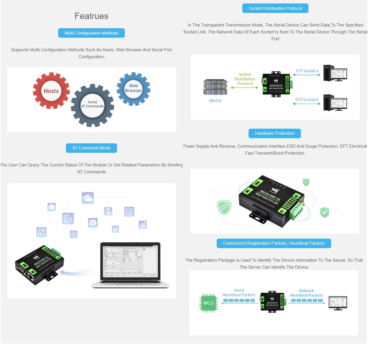 Waveshare RS232/485 to WiFi and RJ45 Ethernet Converter - immagine 6