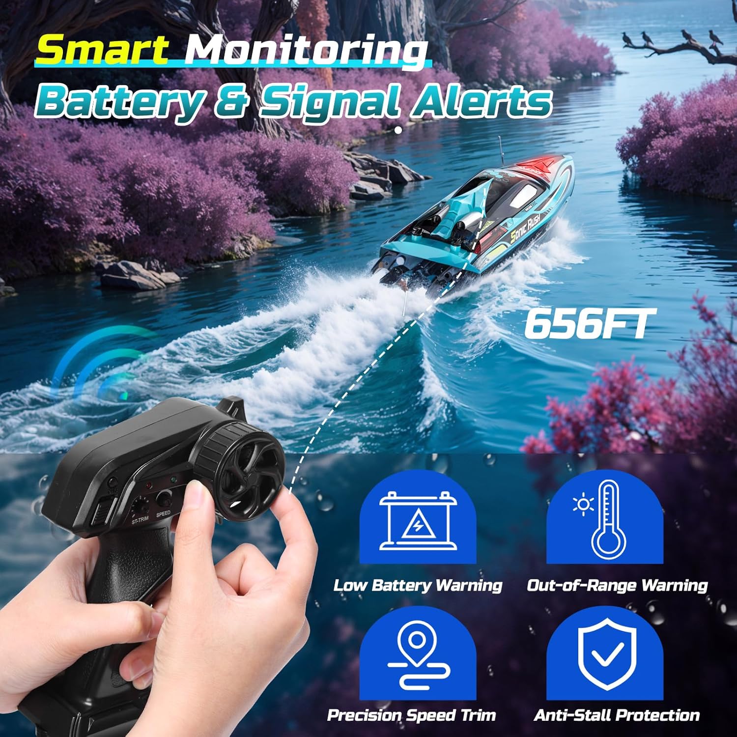 DEERC Barca RC Senza Spazzole 34 MPH per Adulti - immagine 2