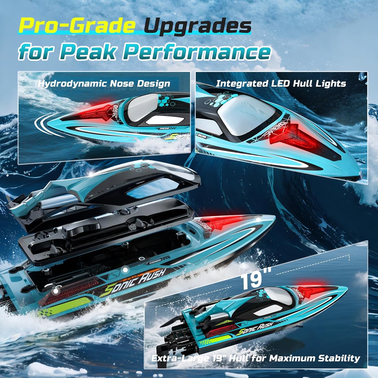 DEERC Barca RC Senza Spazzole 34 MPH per Adulti - immagine 6