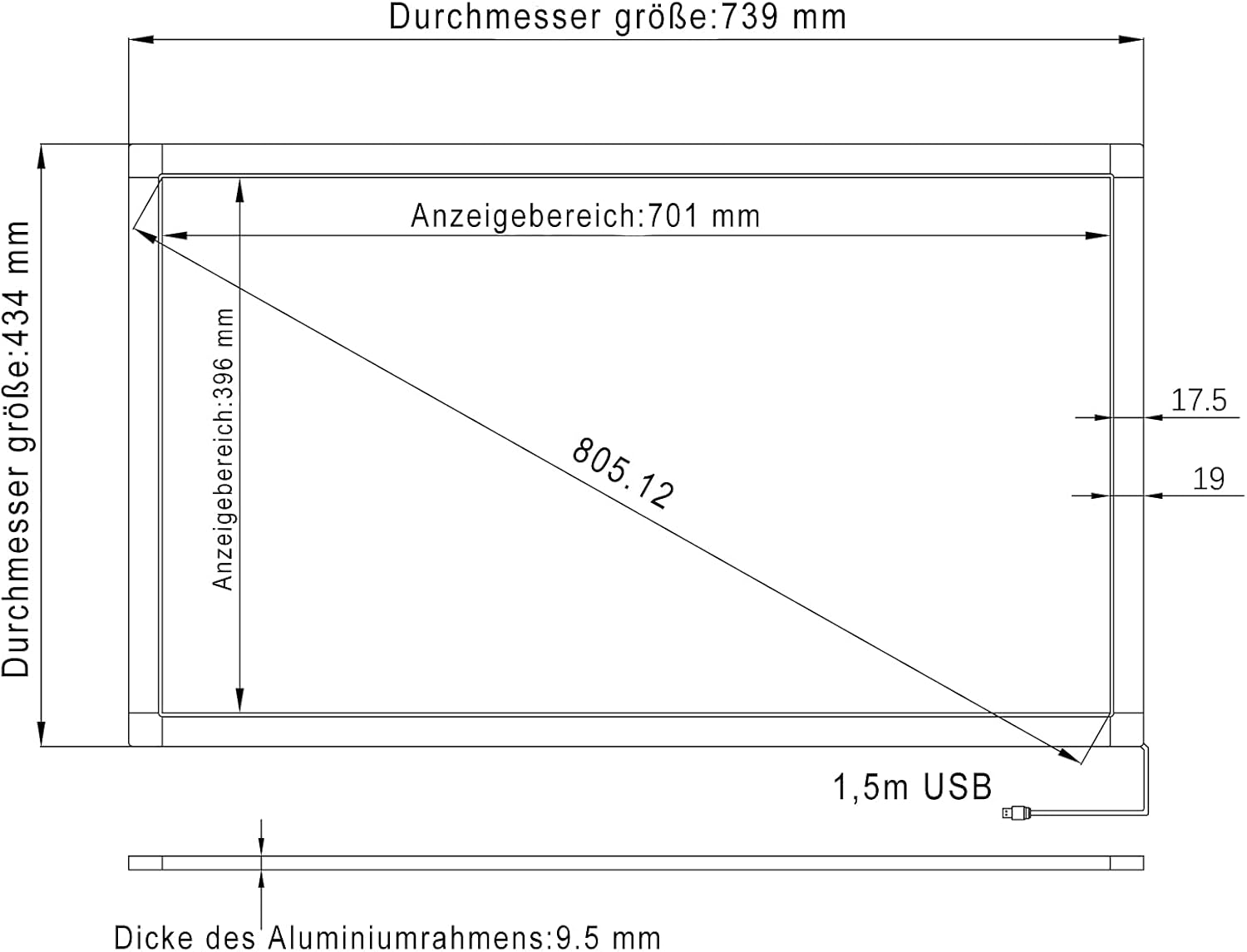 Cornice touch a infrarossi 16:9 con interfaccia USB (32") - immagine 3