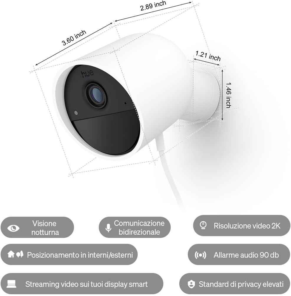 Philips Hue Videocamera Cablata Secure 2K, Bianco - immagine 6