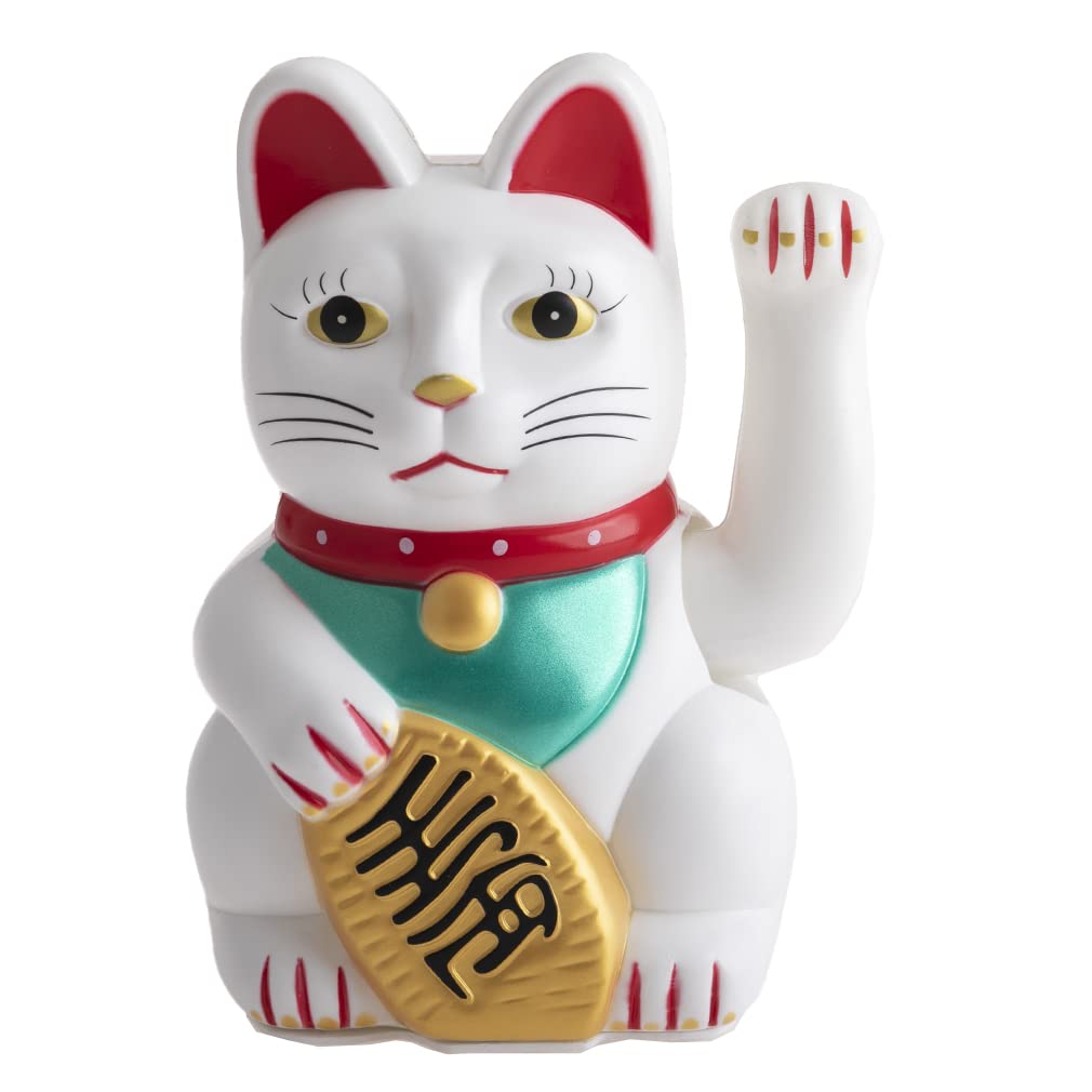 lachineuse - Maneki Neko Bianco con Braccio Mobile 18 cm