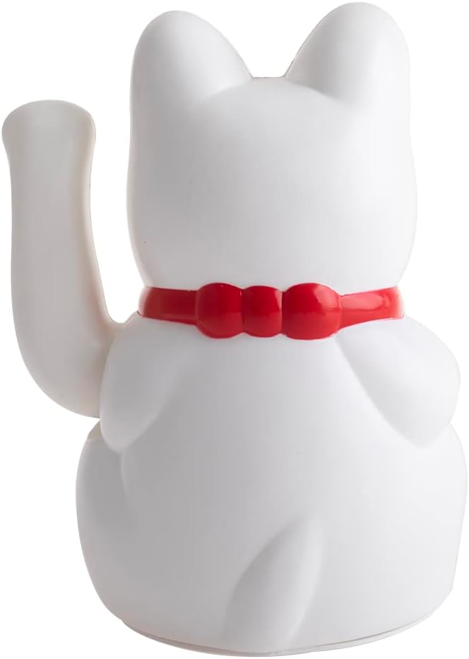 lachineuse - Maneki Neko Bianco con Braccio Mobile 18 cm - immagine 3