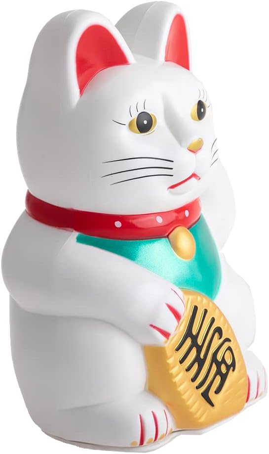 lachineuse - Maneki Neko Bianco con Braccio Mobile 18 cm - immagine 4