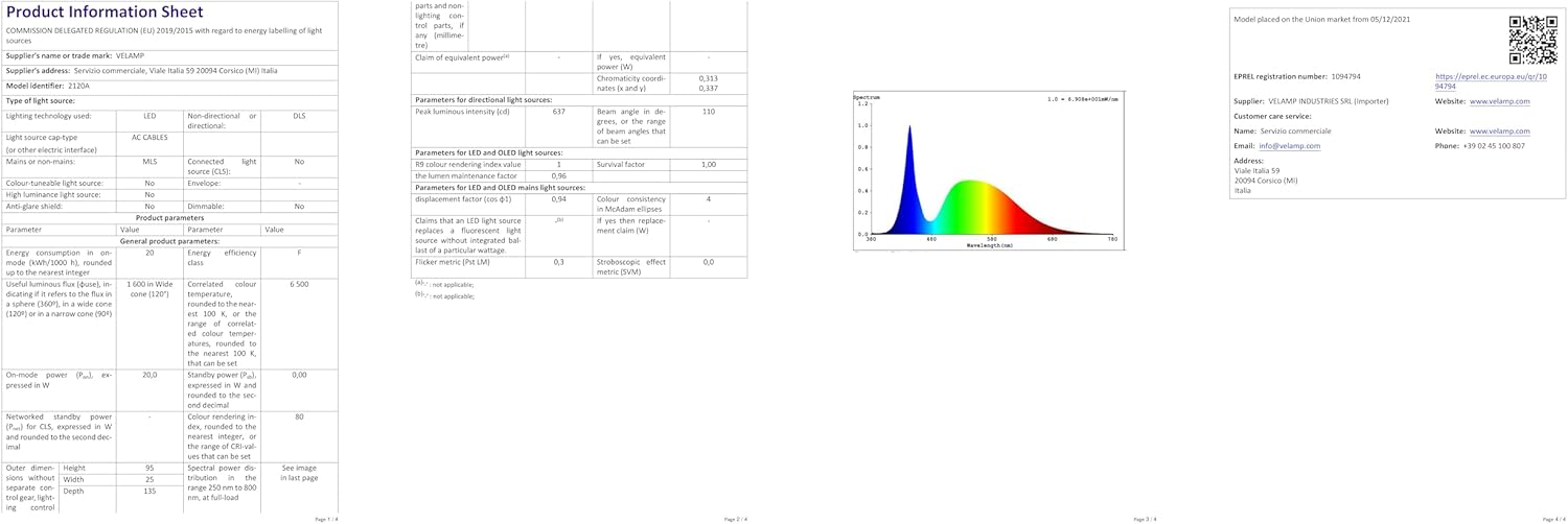 Velamp Light Pad 2X20W Proiettore LED su Treppiede 40 W, Rosso, 3 unità - immagine 13