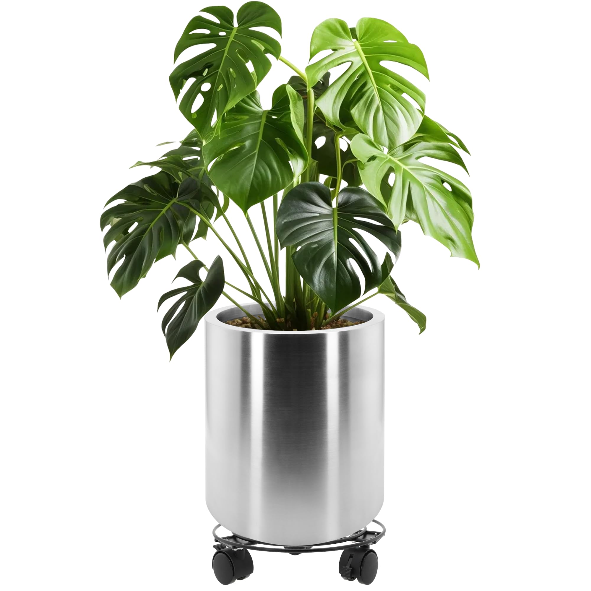 LONGRUN Vaso da Fiori Cilindrico in Acciaio Inox 30cm