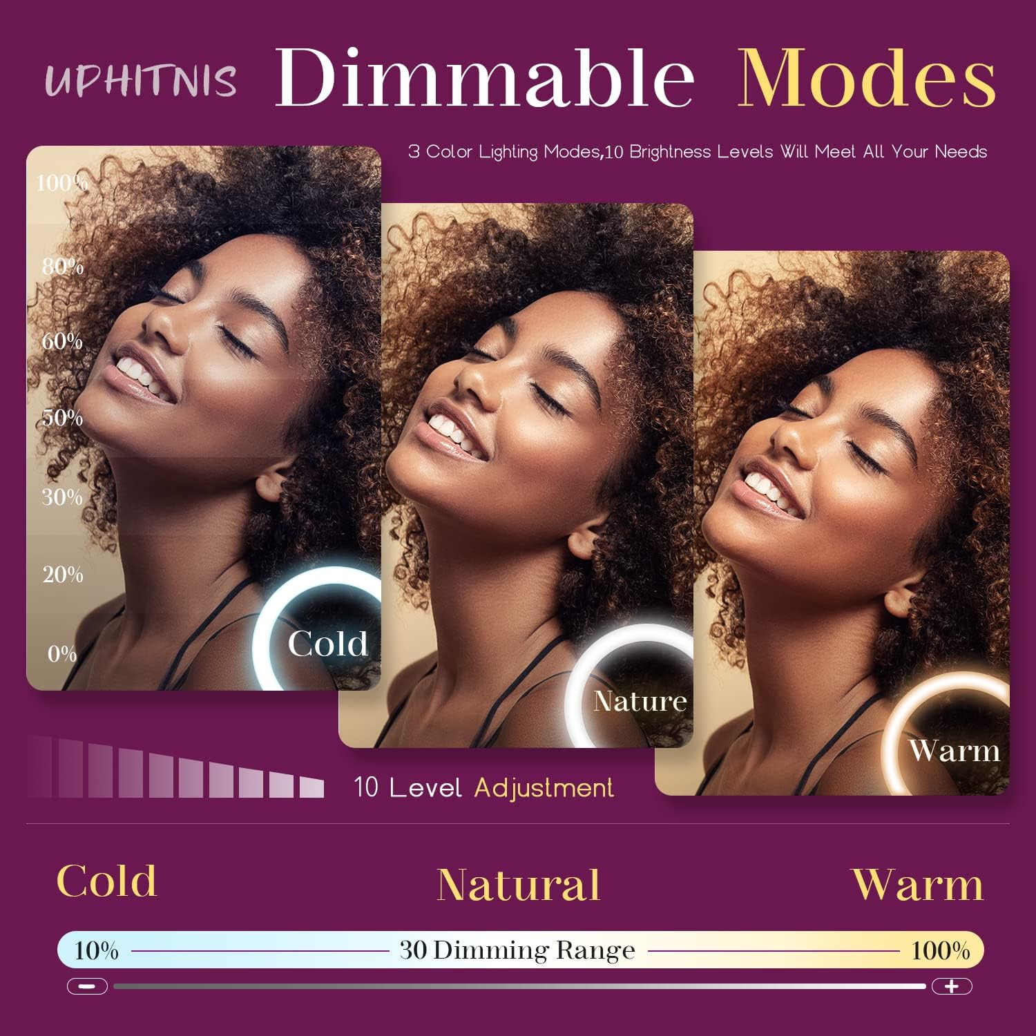 Uphitnis 12" Ring Light con Staffa Triangolare 63" - immagine 2