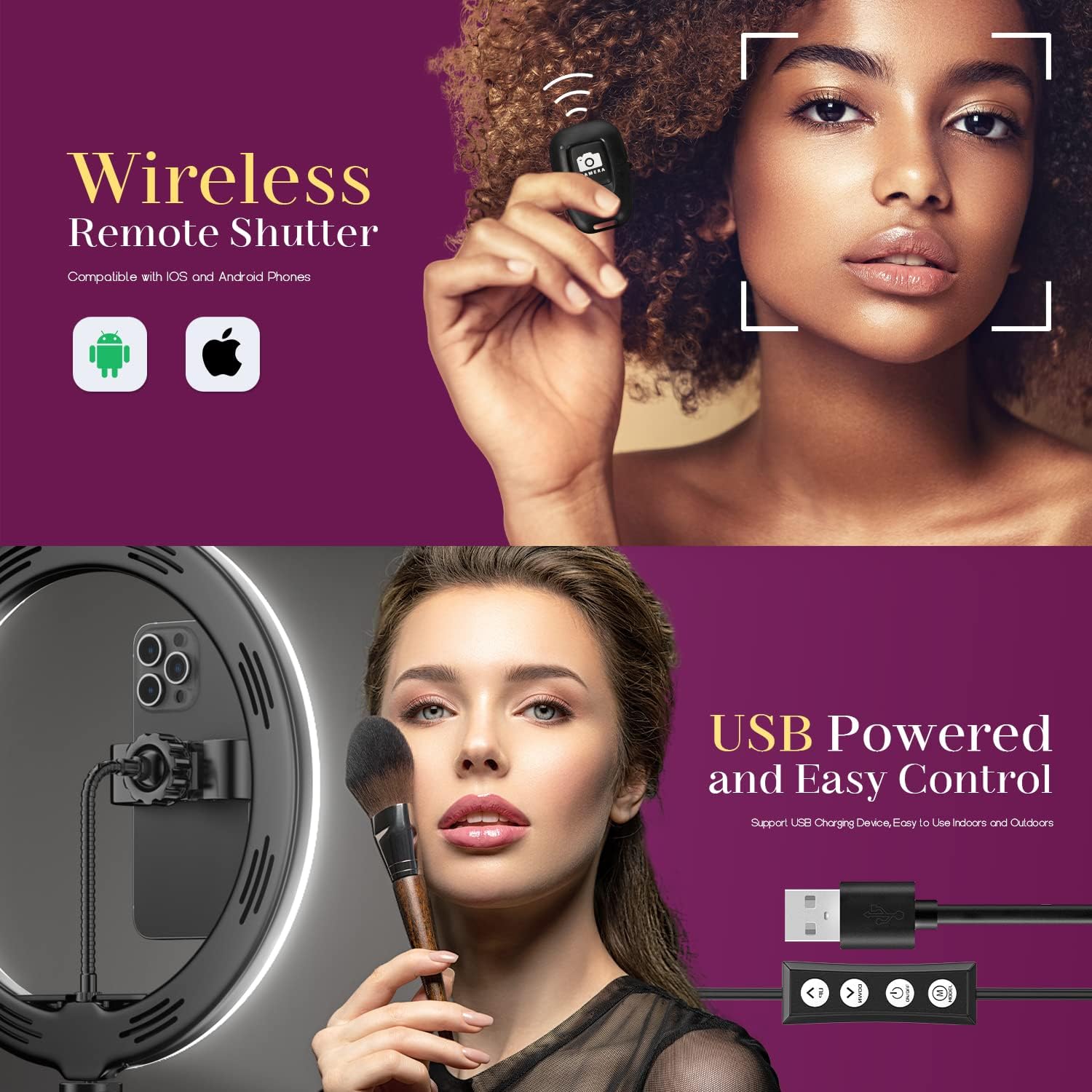 Uphitnis 12" Ring Light con Staffa Triangolare 63" - immagine 4