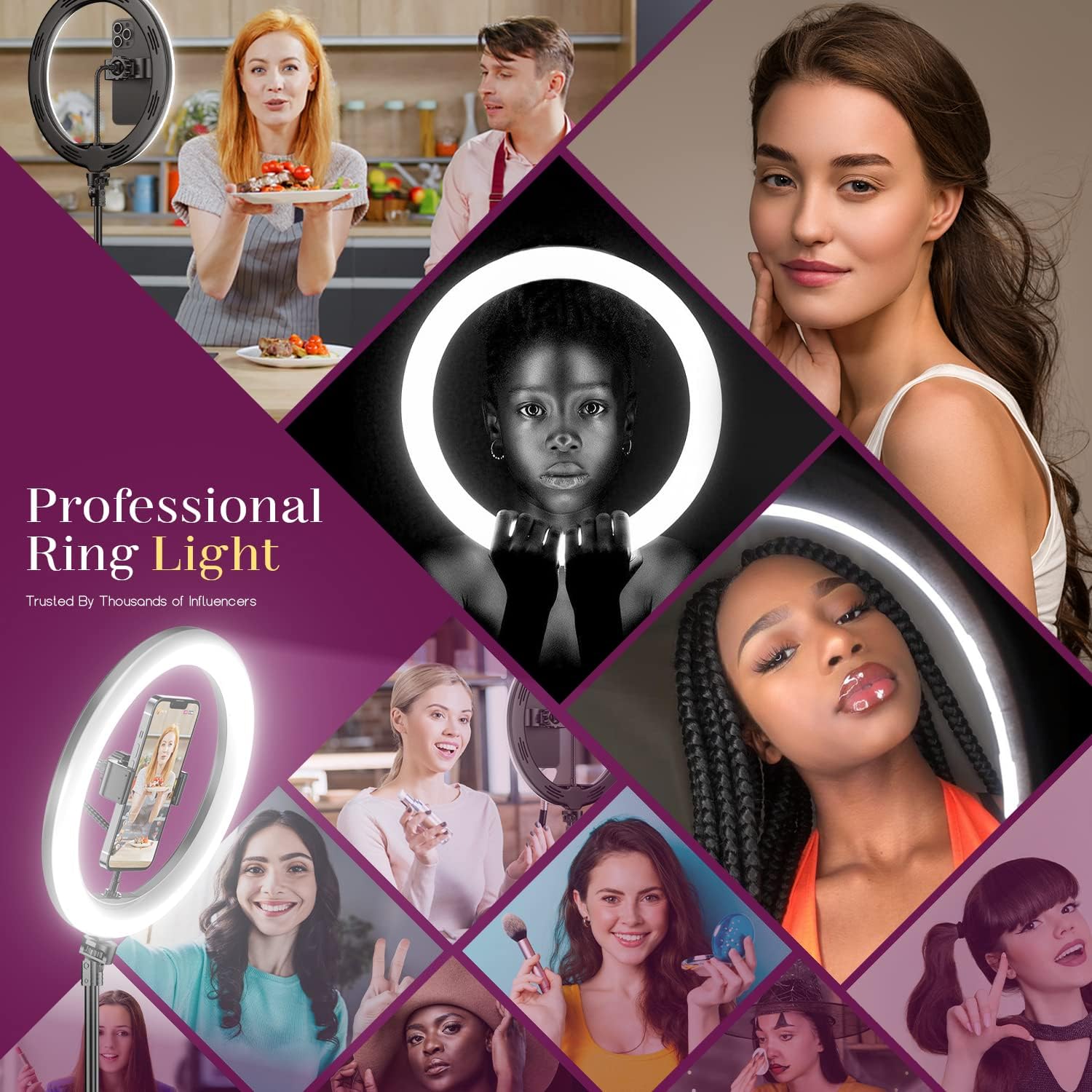 Uphitnis 12" Ring Light con Staffa Triangolare 63" - immagine 7