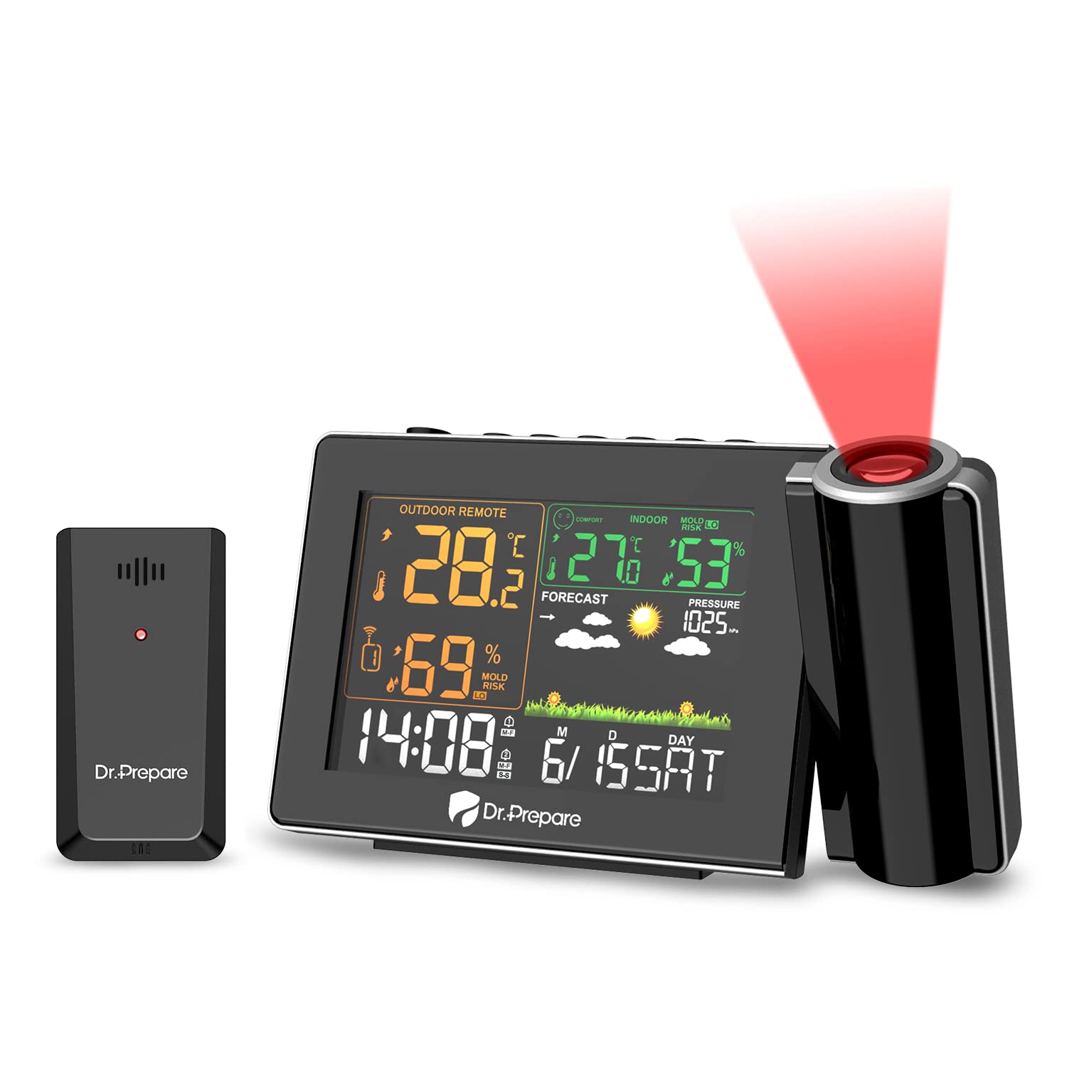 Dr.prepare Sveglia con Proiettore Soffitto Stazione Meteo