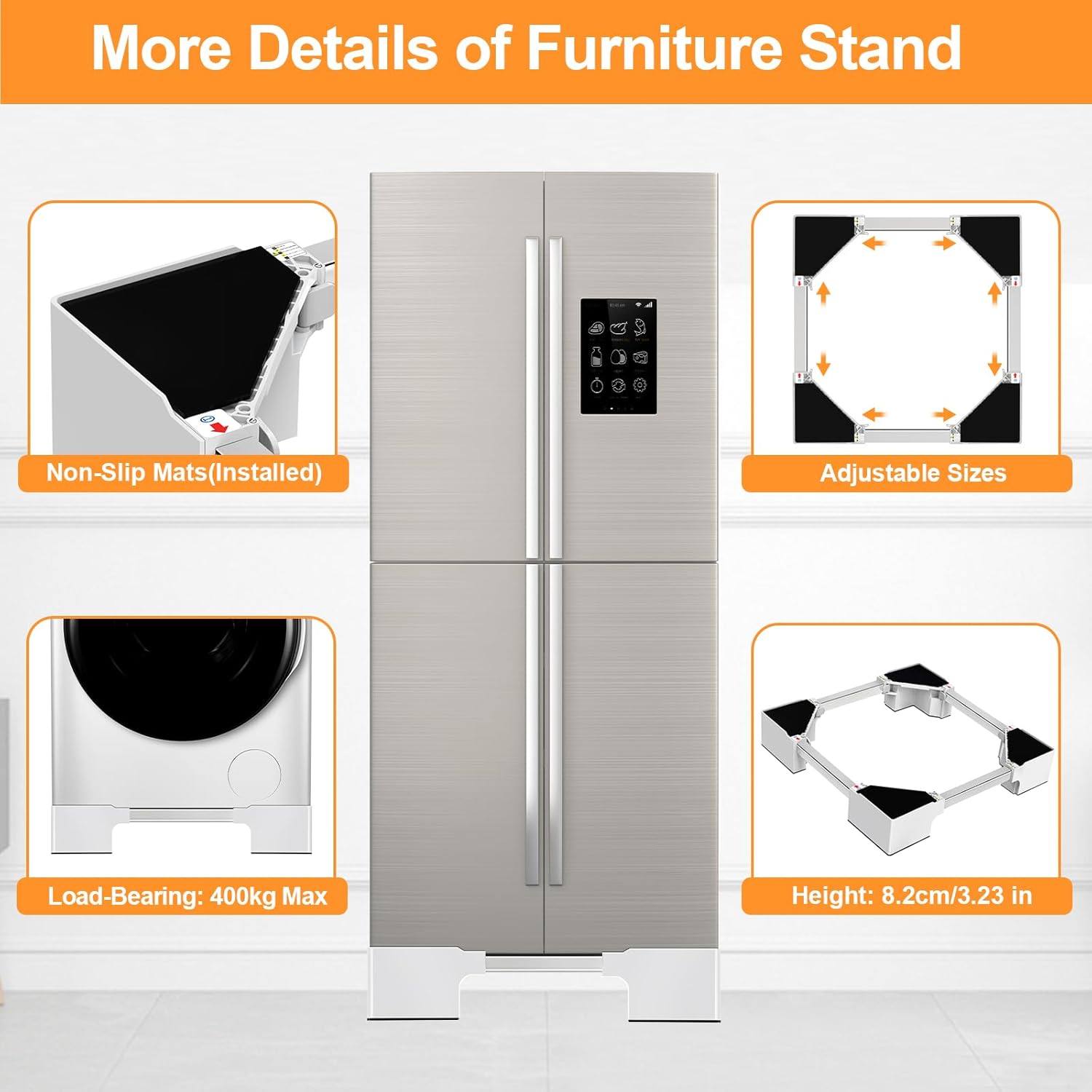 NIUXX Base Universale Regolabile per Lavatrice e Frigorifero - immagine 3