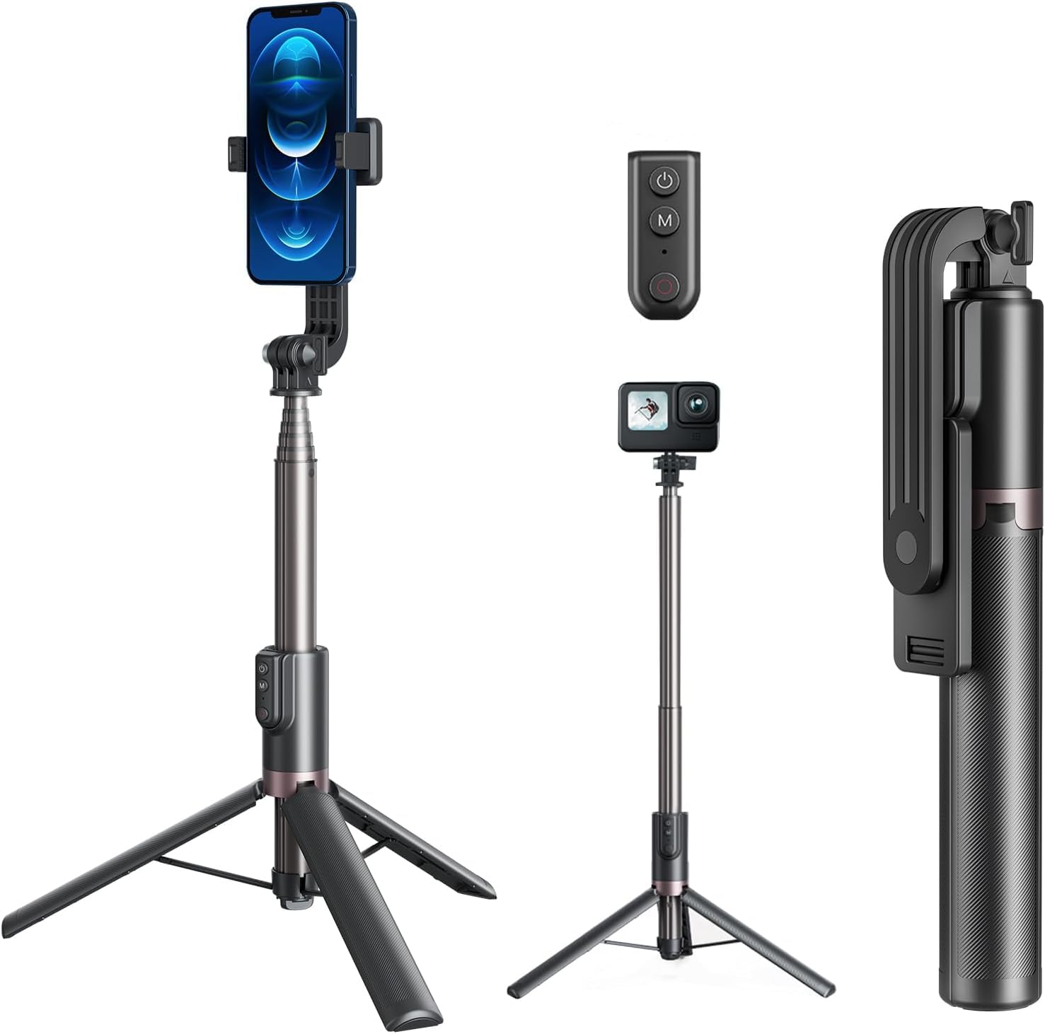 Telesin 3-in-1 Selfie Stick Treppiede 51" con Bluetooth