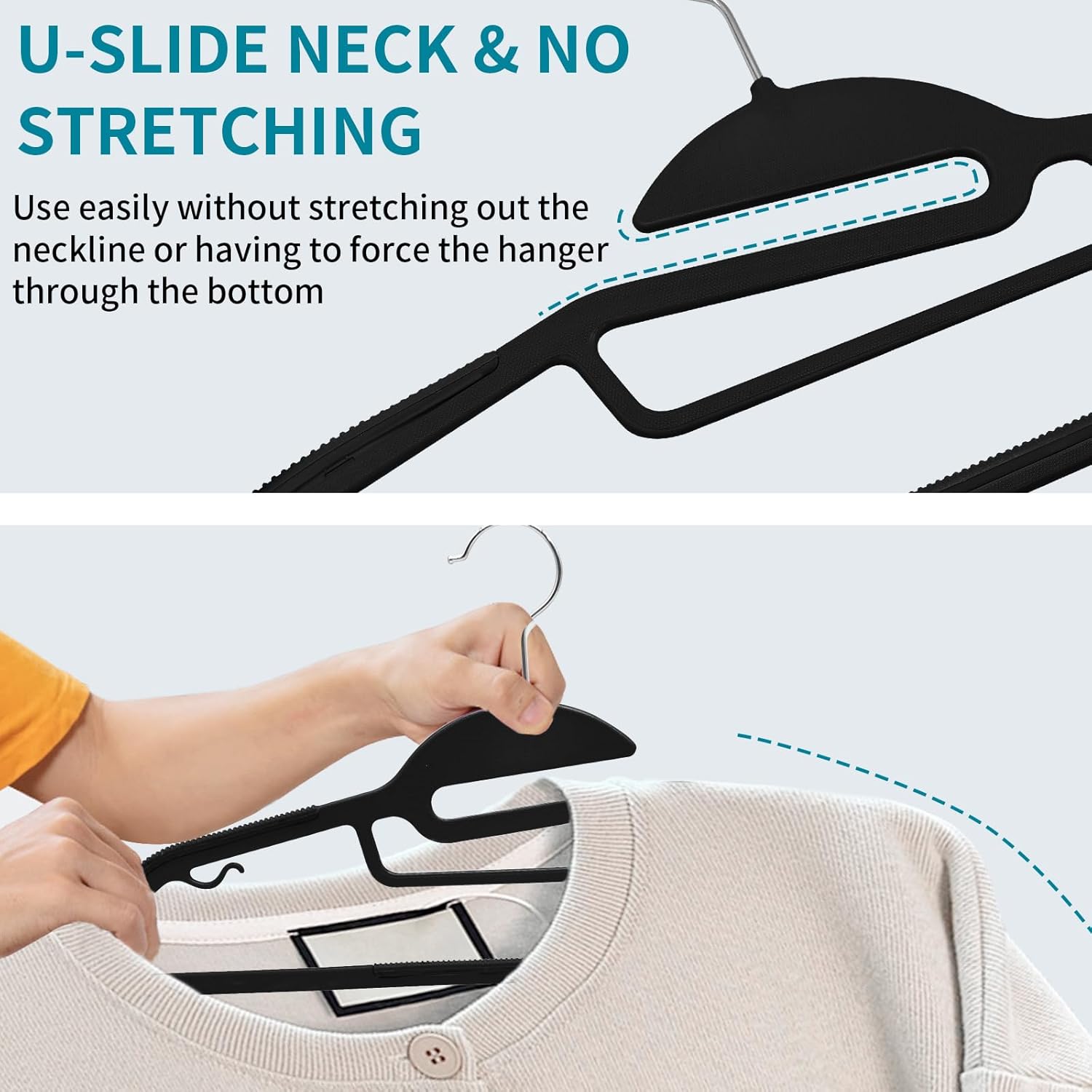 Grucce in Plastica 100 Pezzi Salvaspazio, Nero - immagine 2