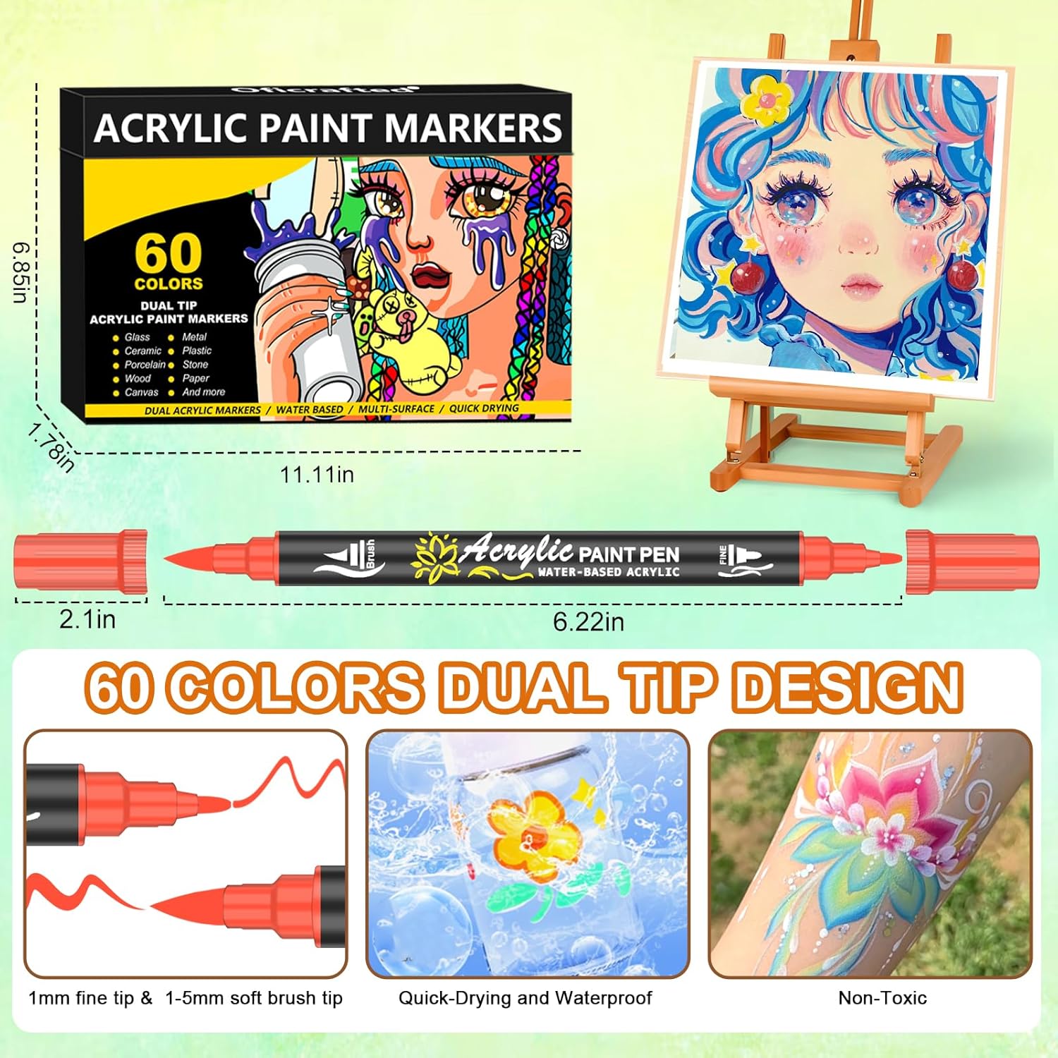 Set 60 Pennarelli Acrilici Doppia Punta - immagine 4