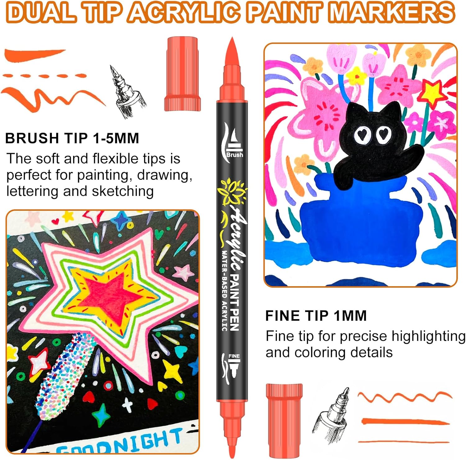 Set 60 Pennarelli Acrilici Doppia Punta - immagine 8