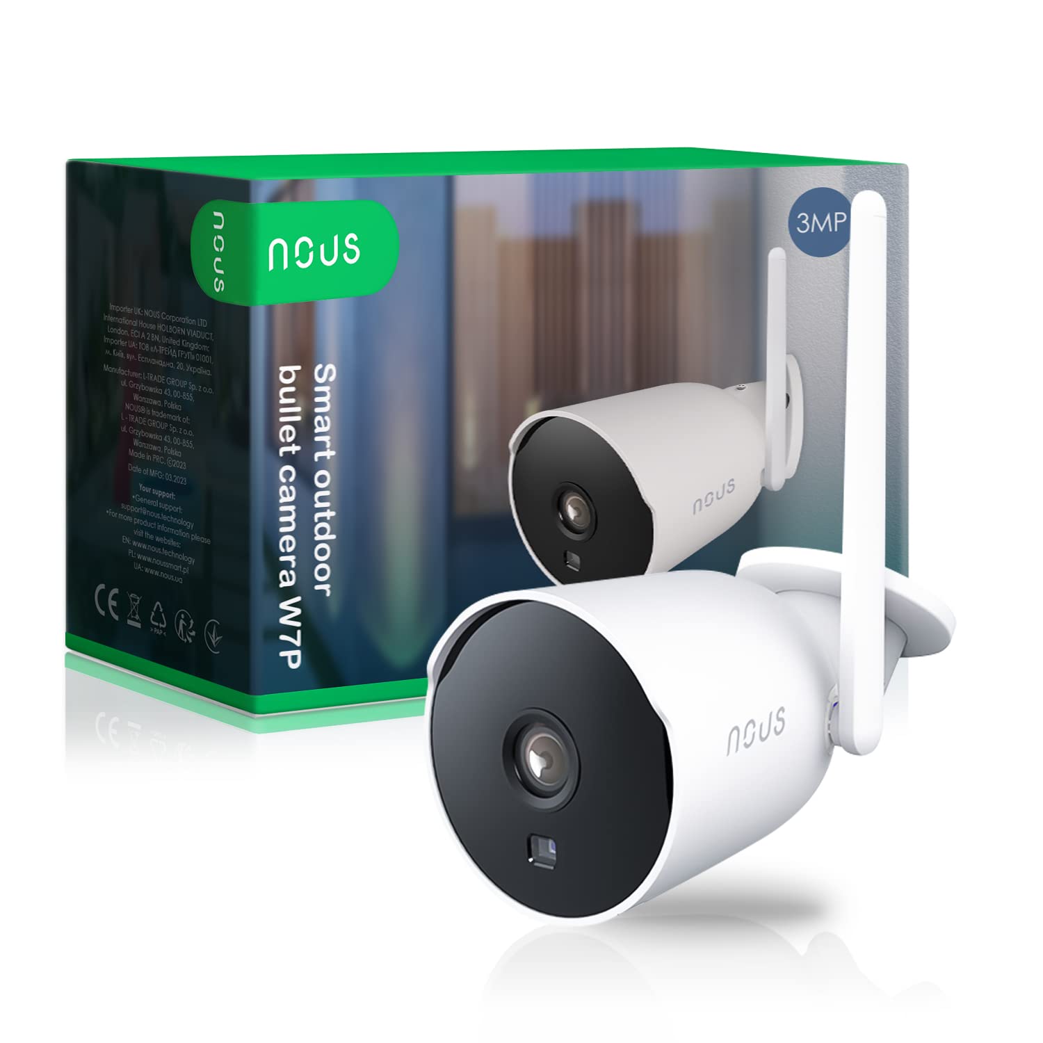 NOUS W7P 3MP telecamera di sorveglianza con sensore di movimento, telecamera PTZ esterna, videosorveglianza, telecamera di sorveglianza WiFi, telecamera di sorveglianza esterna, telecamera per animali
