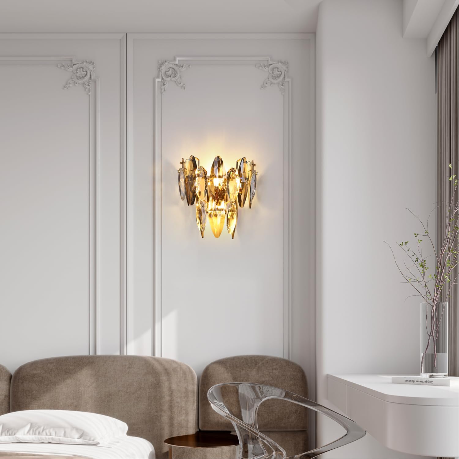 Crabot Luci da Parete in Cristallo E14 Vintage Gold - immagine 3