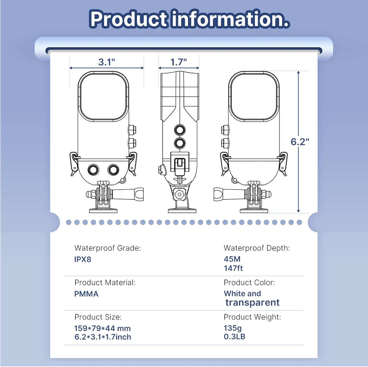 Custodia Subacquea Invisibile per Action Camera X3 - immagine 8