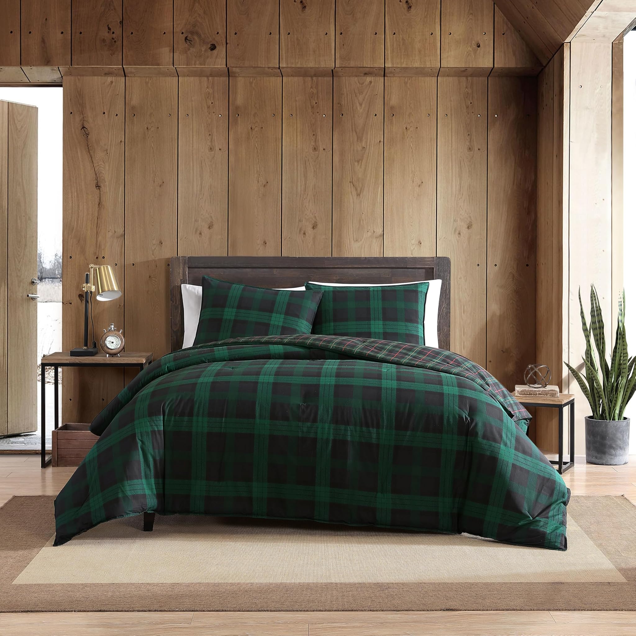 Eddie Bauer Set Copripiumino Queen Size - Verde Tartan