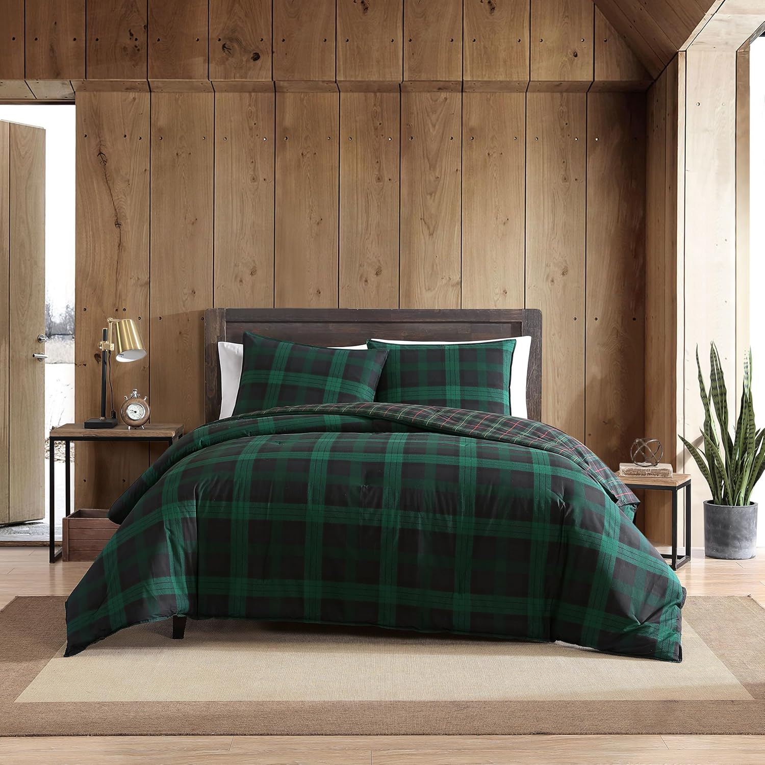Eddie Bauer Set Copripiumino Queen Size - Verde Tartan - immagine 1