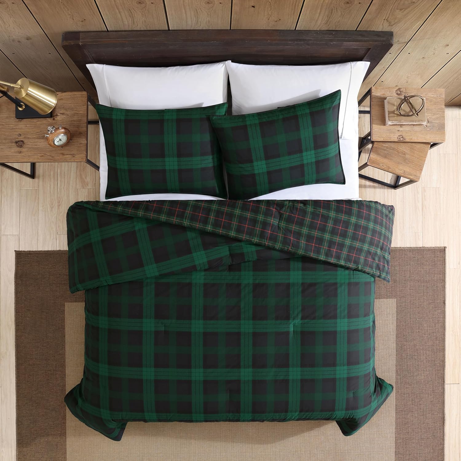 Eddie Bauer Set Copripiumino Queen Size - Verde Tartan - immagine 2
