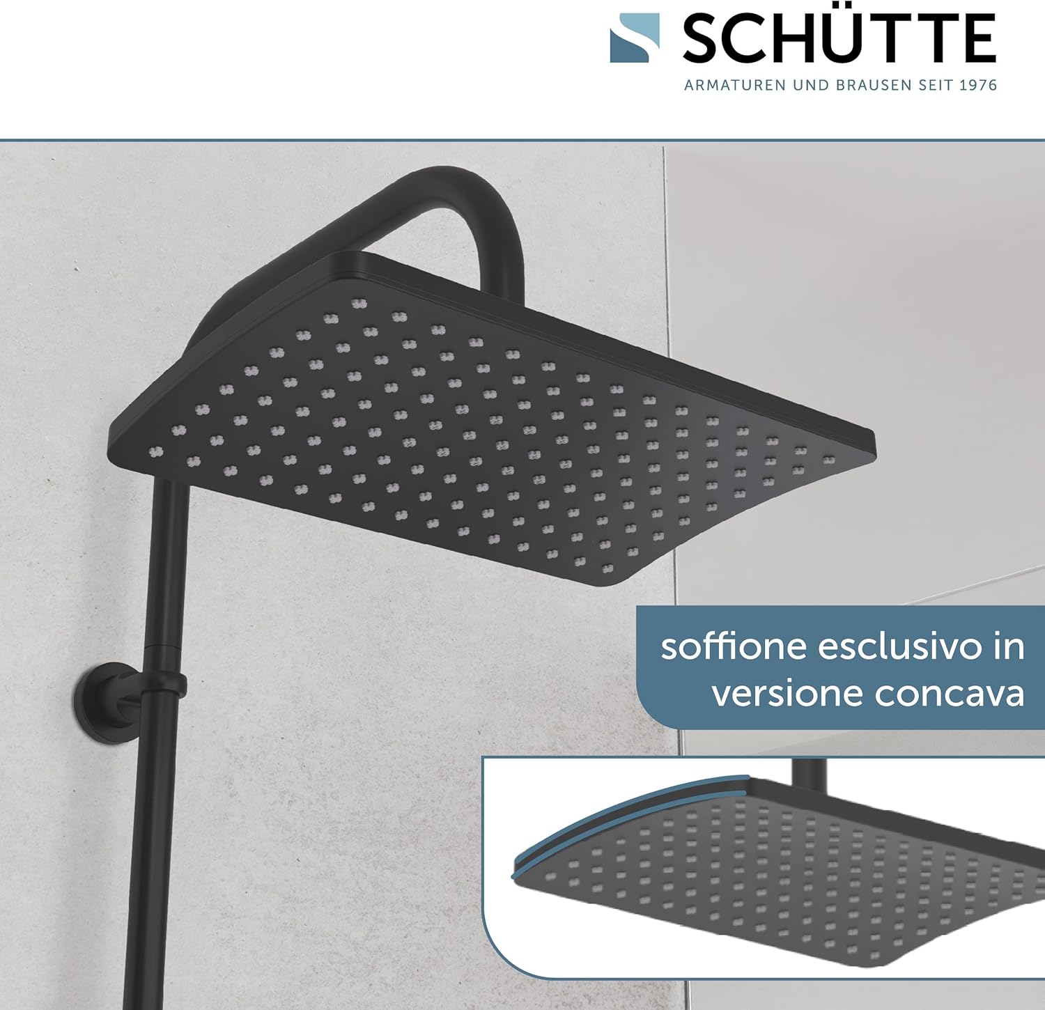 Schütte Set Doccia MALLORCA con Doccia a Pioggia, Nero Opaco - immagine 3