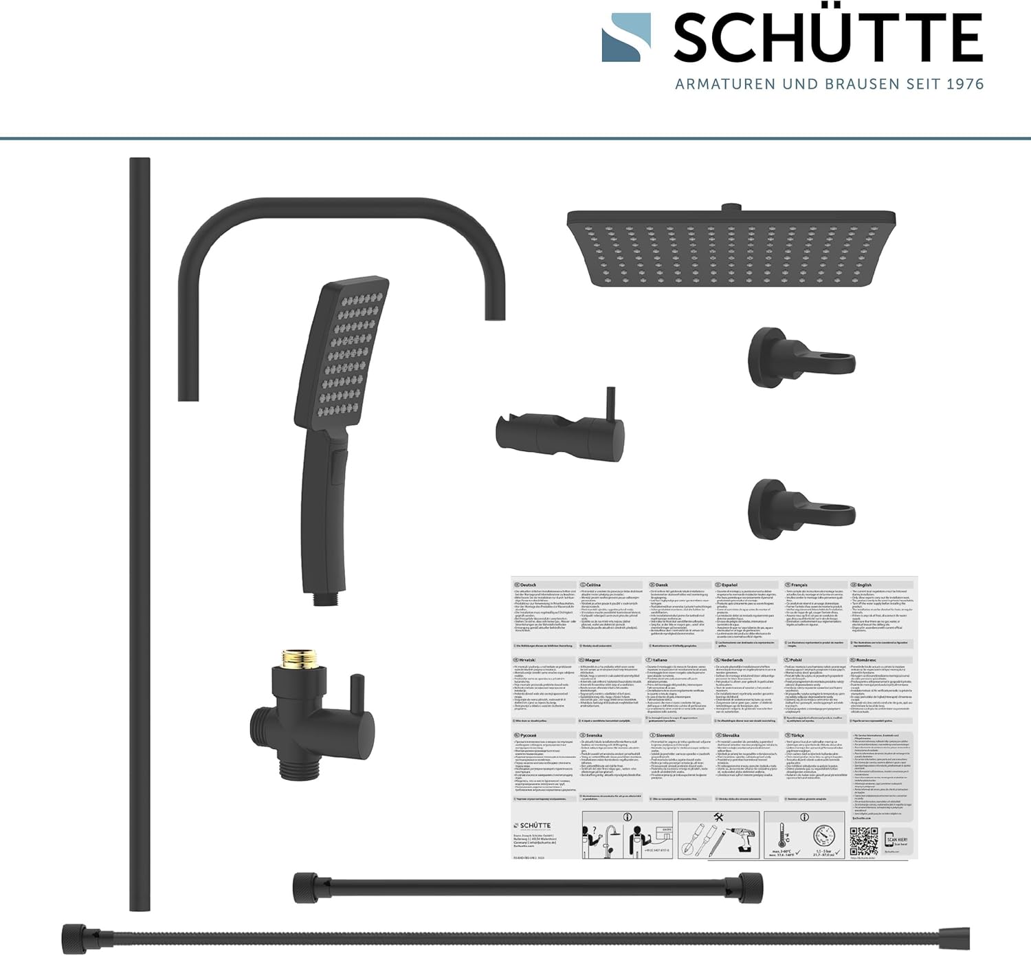 Schütte Set Doccia MALLORCA con Doccia a Pioggia, Nero Opaco - immagine 7