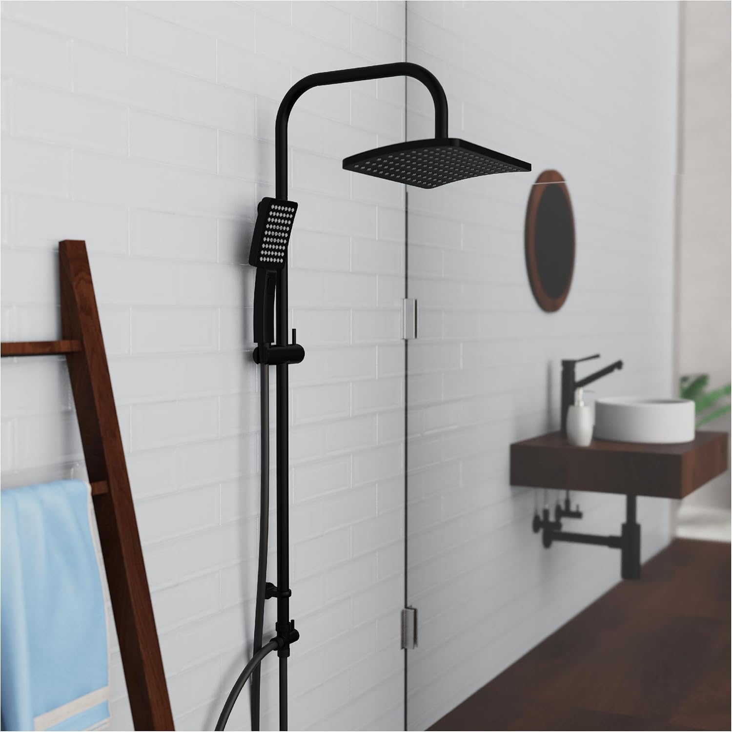 Schütte Set Doccia MALLORCA con Doccia a Pioggia, Nero Opaco - immagine 8