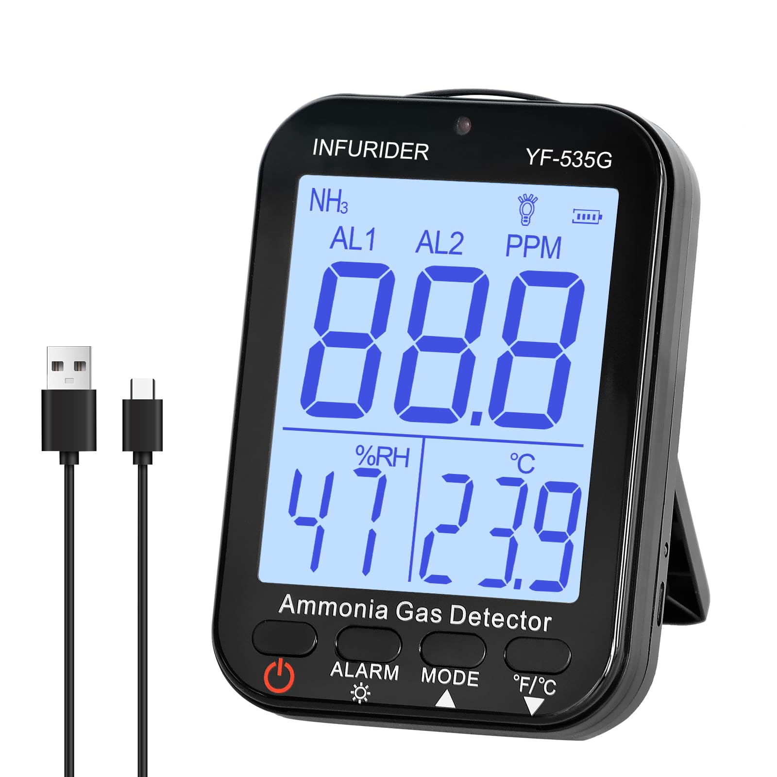 Sensore di Ammoniaca NH3 con Allarme Acustico e Visivo