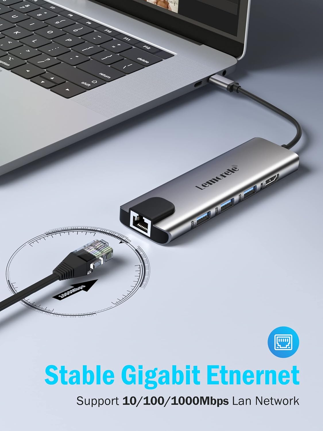Lemorele Hub USB C 10 in 1 con Ethernet RJ45 1000M - immagine 4