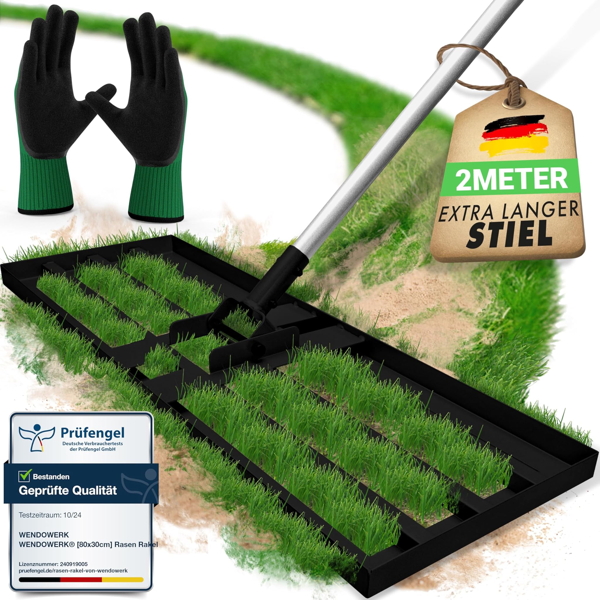 Wendowerk® Rastrello per Prato Nero 80x30 cm