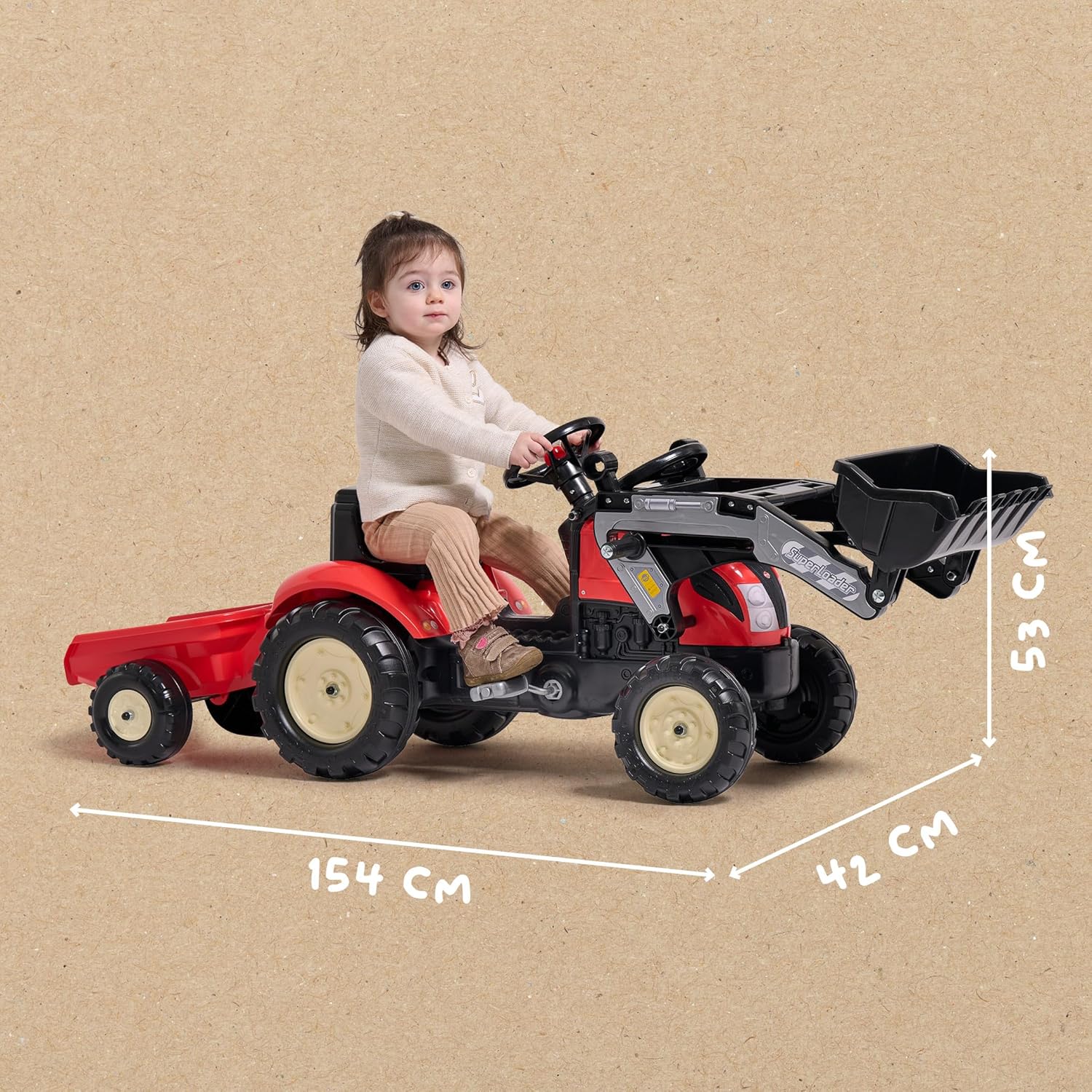 Falk Tractopala a Pedali Kiddy Farm Rosso - immagine 5