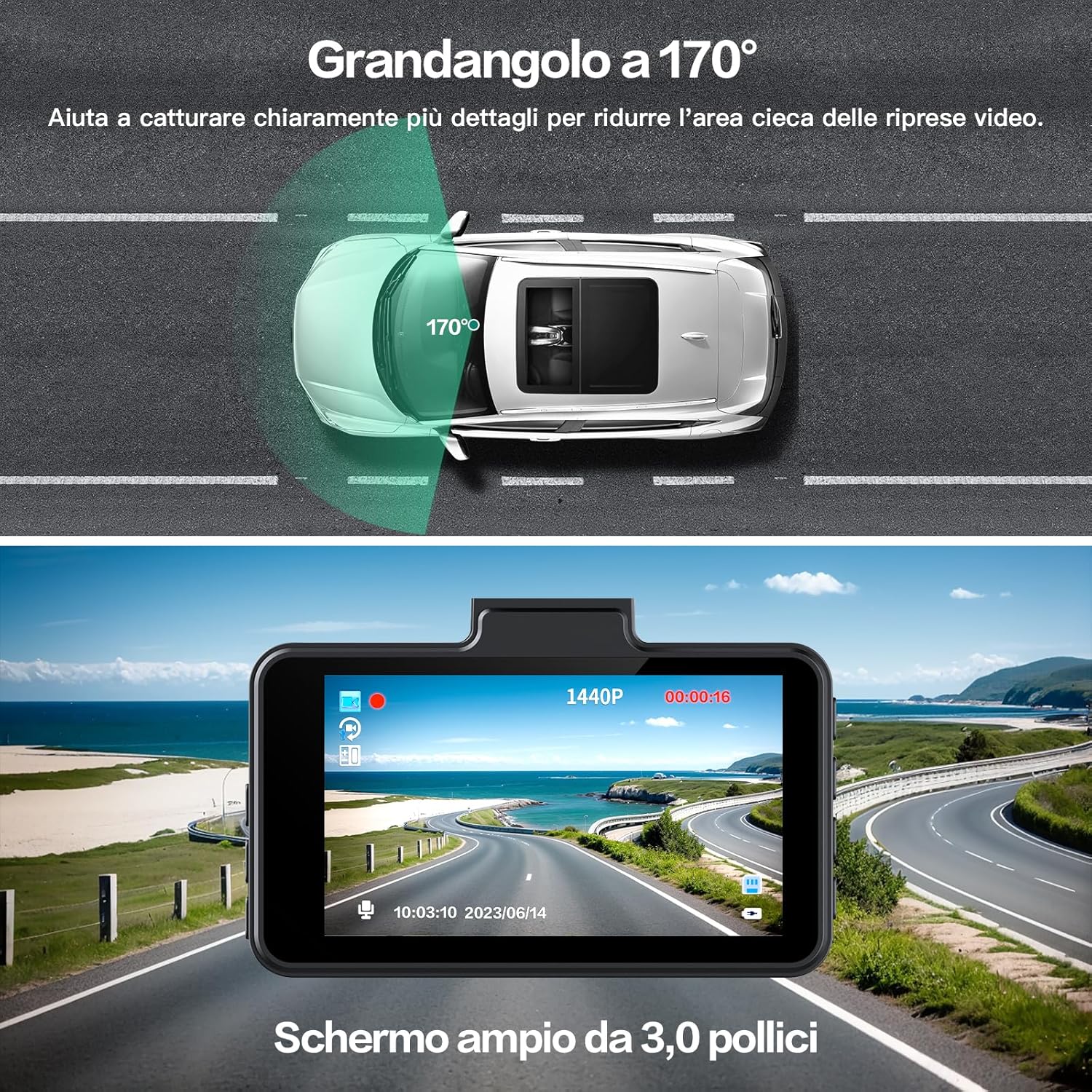 Range Tour Dashcam Auto 1080P FHD con SD 64G - immagine 2
