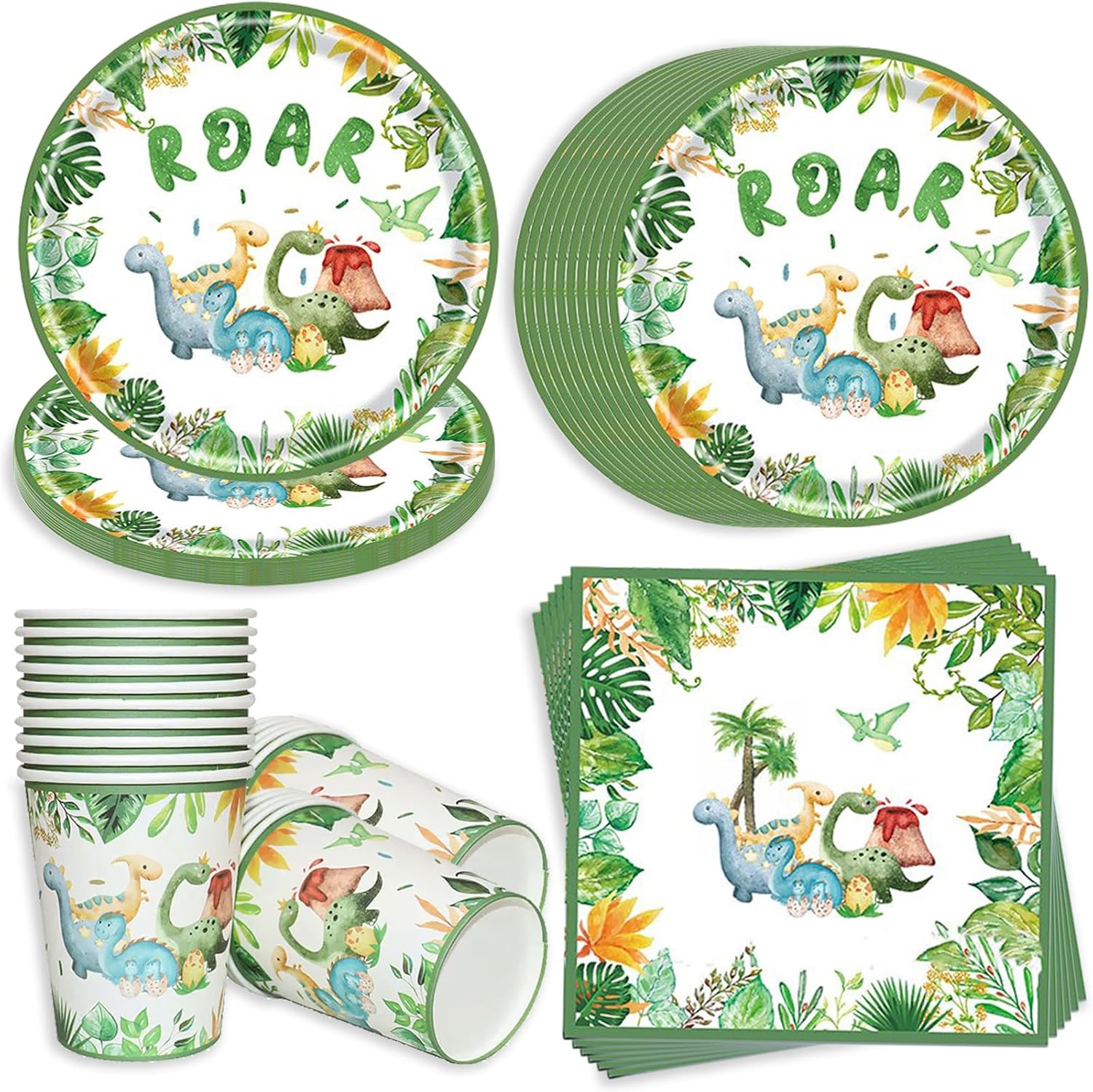 Bikasun 60 Pezzi Stoviglie per Dinosauro per 20 Ospiti - immagine 1