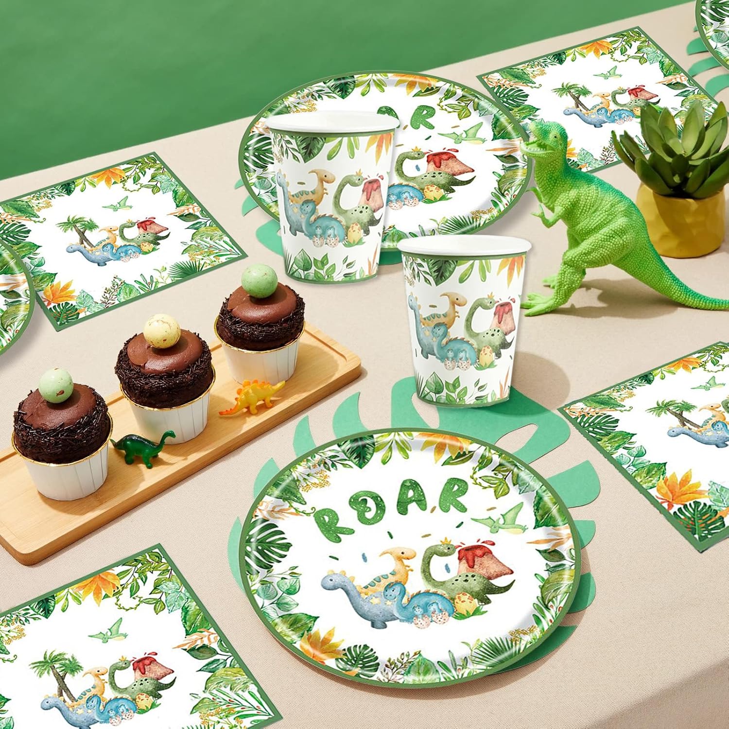 Bikasun 60 Pezzi Stoviglie per Dinosauro per 20 Ospiti - immagine 4