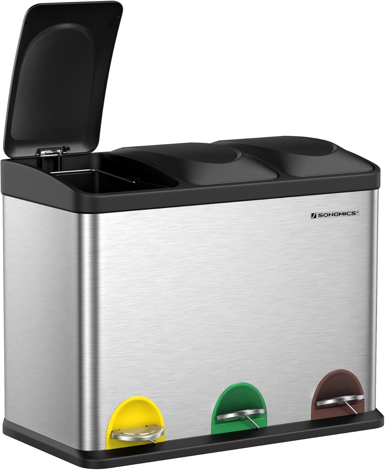 Songmics Cestino da Cucina a Pedale 45 Litri, Argento/Nero - immagine 1