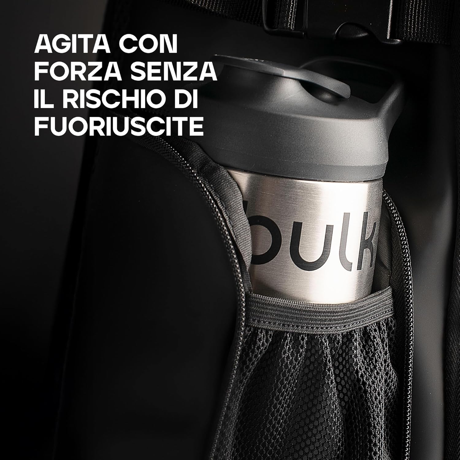 Bulk x Promixx Shaker Acciaio Inox 700ml, Nero - immagine 3