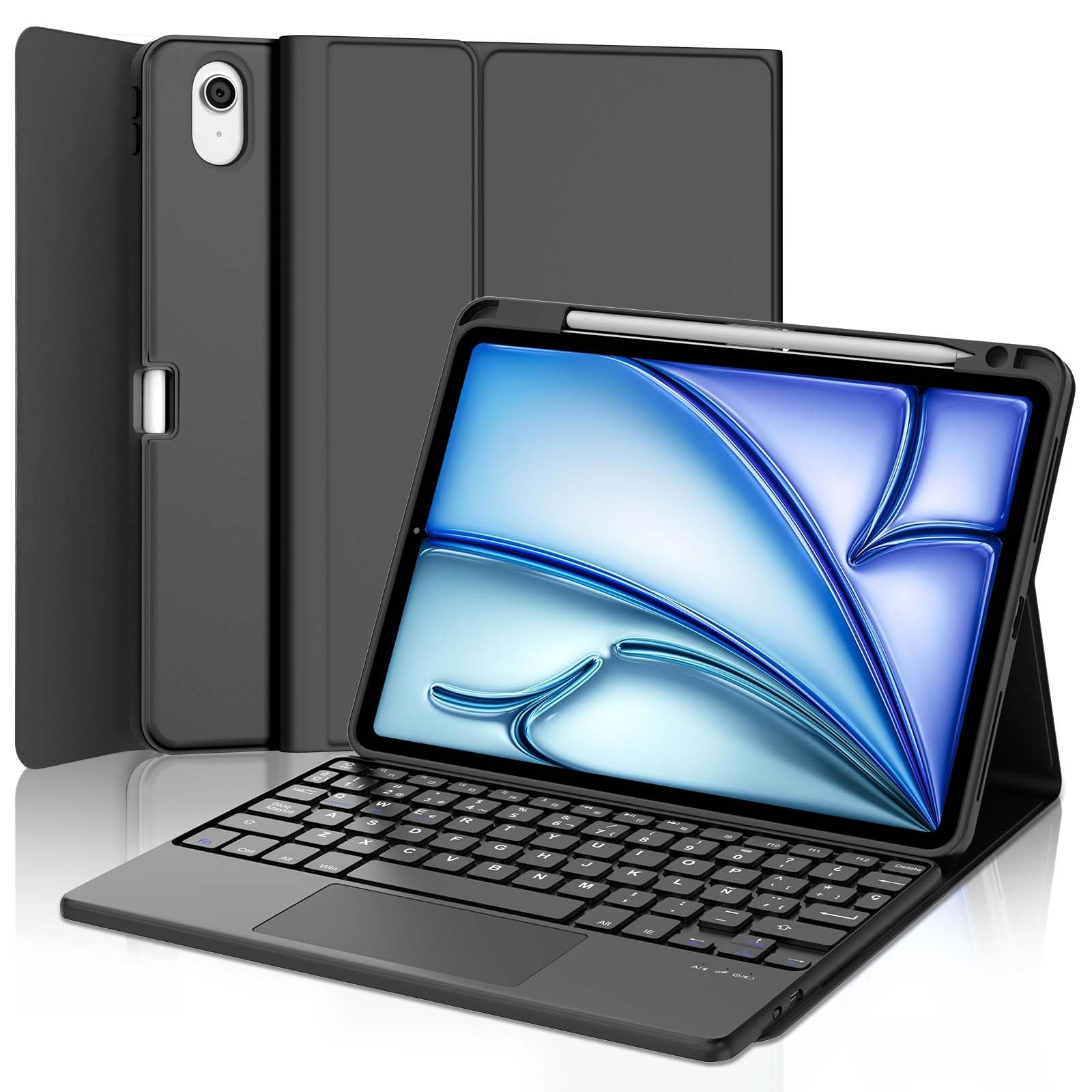 Jademall Tastiera con Touchpad per iPad Air 11 M2/M3, Nero