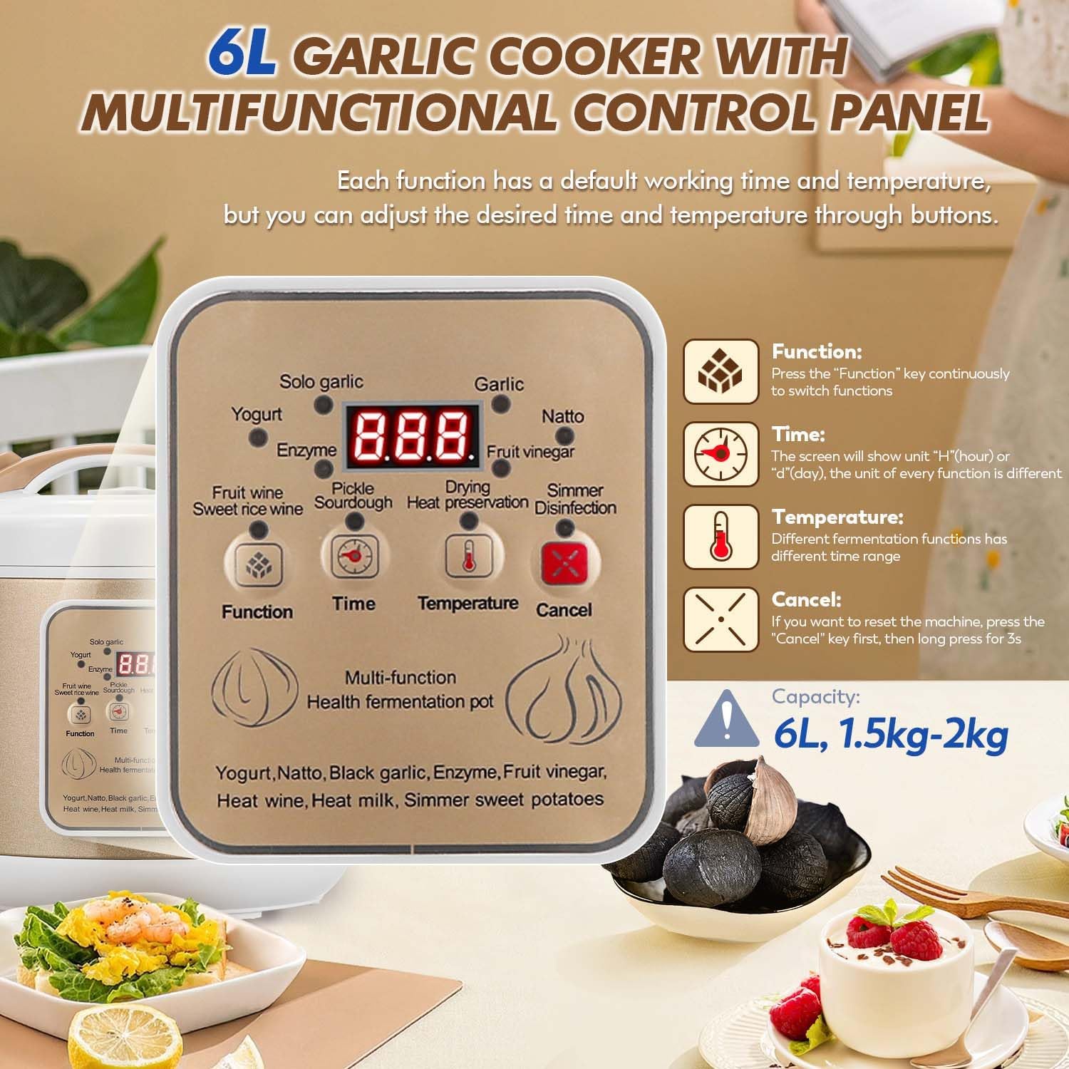 Moongiantgo Fermentatore Aglio Nero 6L 220V - immagine 3