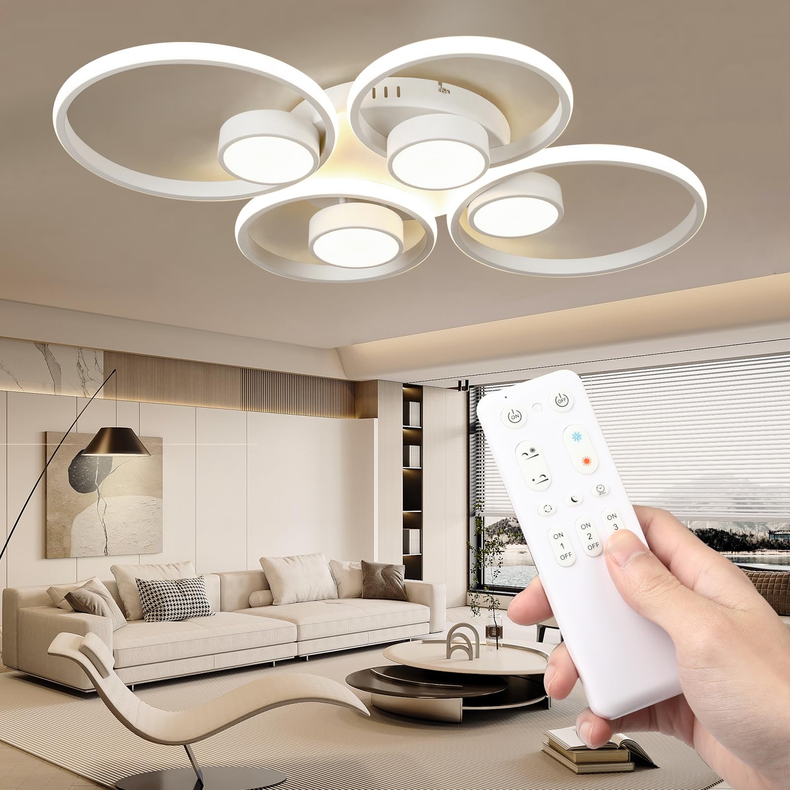 Otren Plafoniera LED Soffitto Moderna 60W, 77x55x8CM