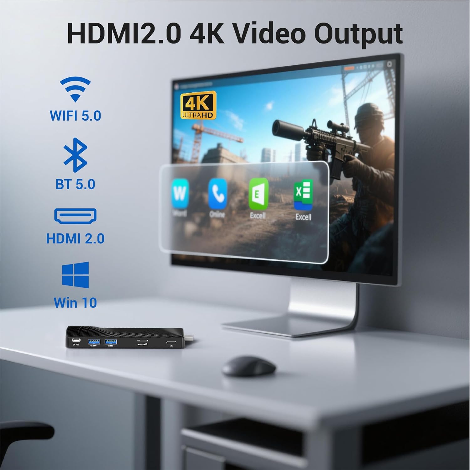 Mini PC Stick Fanless Intel Celeron J3455 4GB RAM 64GB - immagine 7