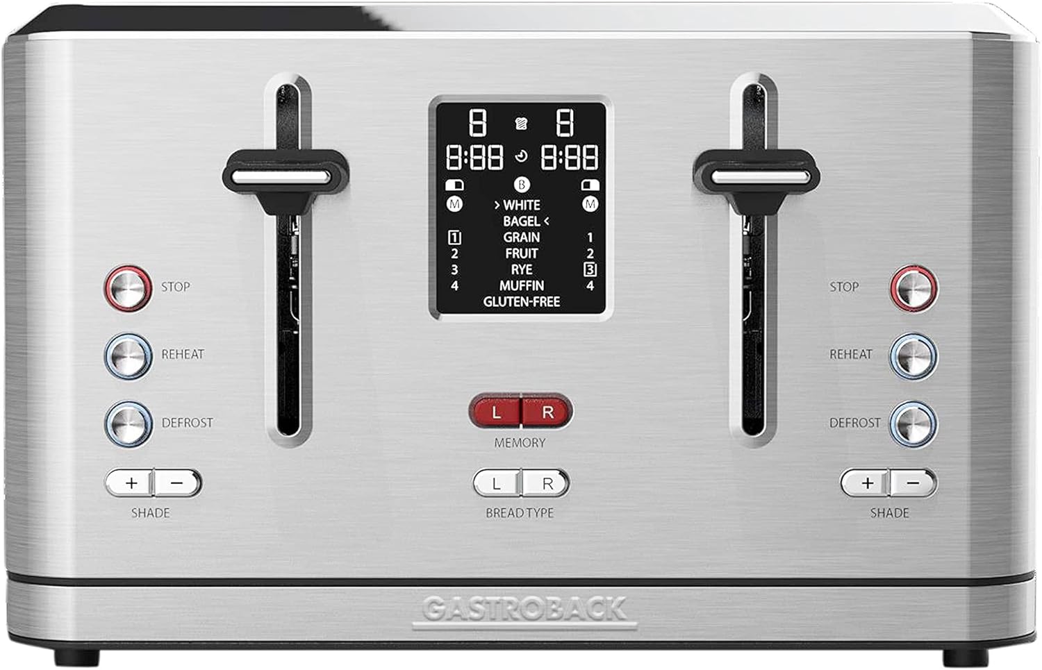 Gastroback #42396 - Tostapane Digitale 4 Fette, Argento