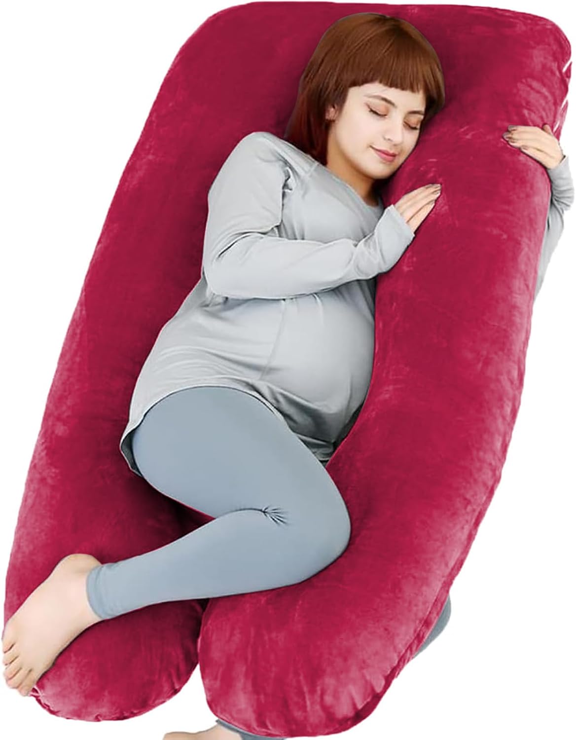 Taibest Cuscino per gravidanza a forma di U, Rosso