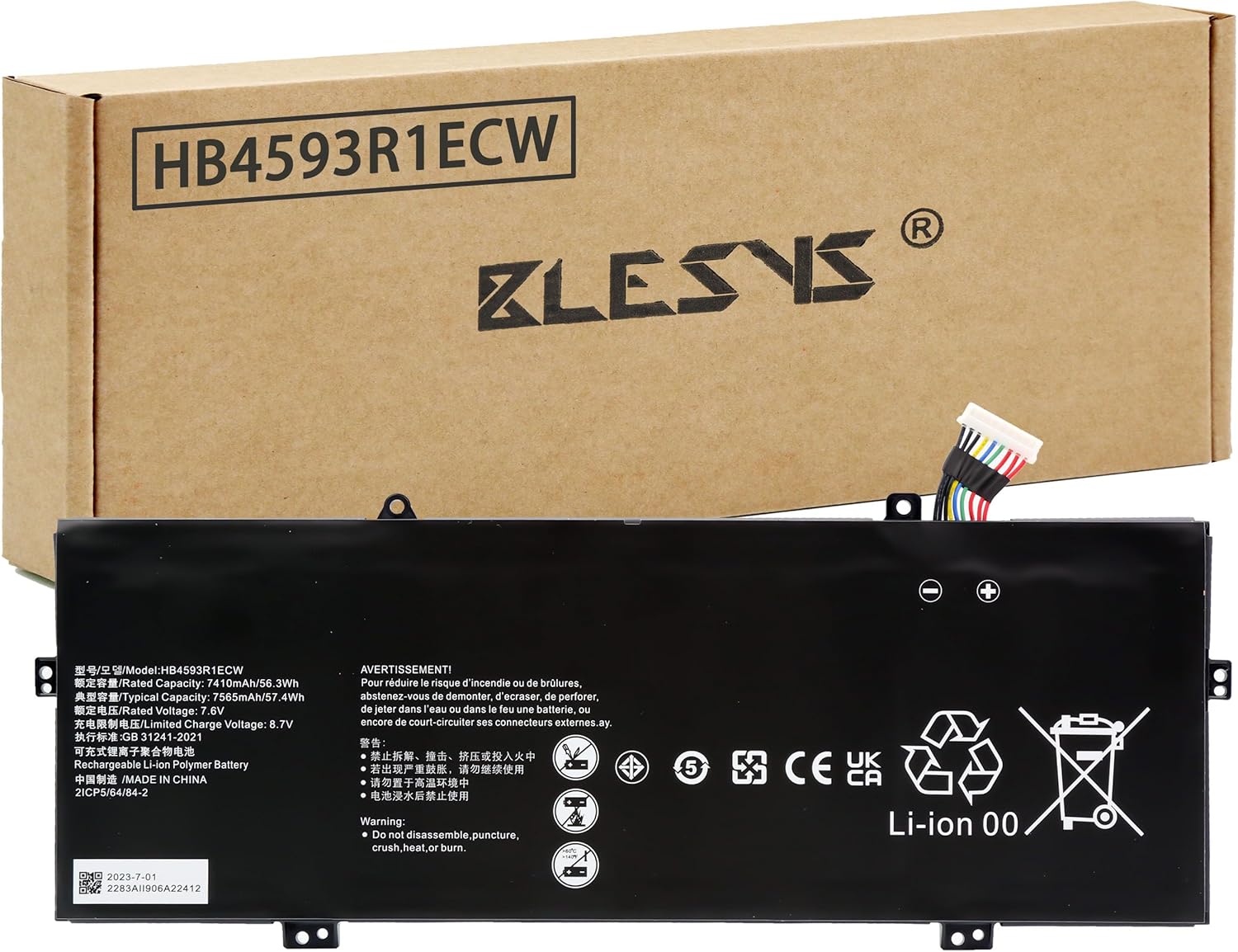 Blesys Batteria HB4593R1ECW 7.6V 56.3Wh - immagine 1