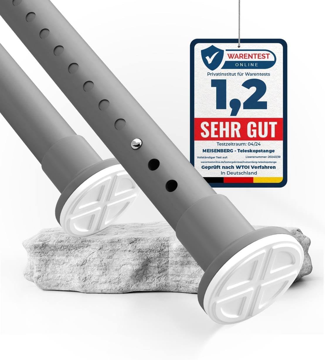 MEISENBERG Asta per Tende a Pressione 260-310 cm, Grigio