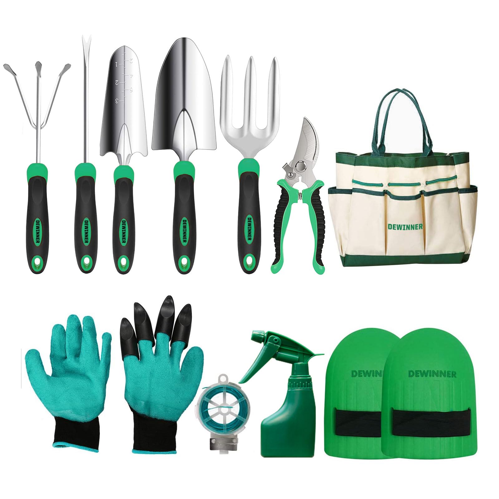 Dewinner Set Attrezzi da Giardino con Borsa