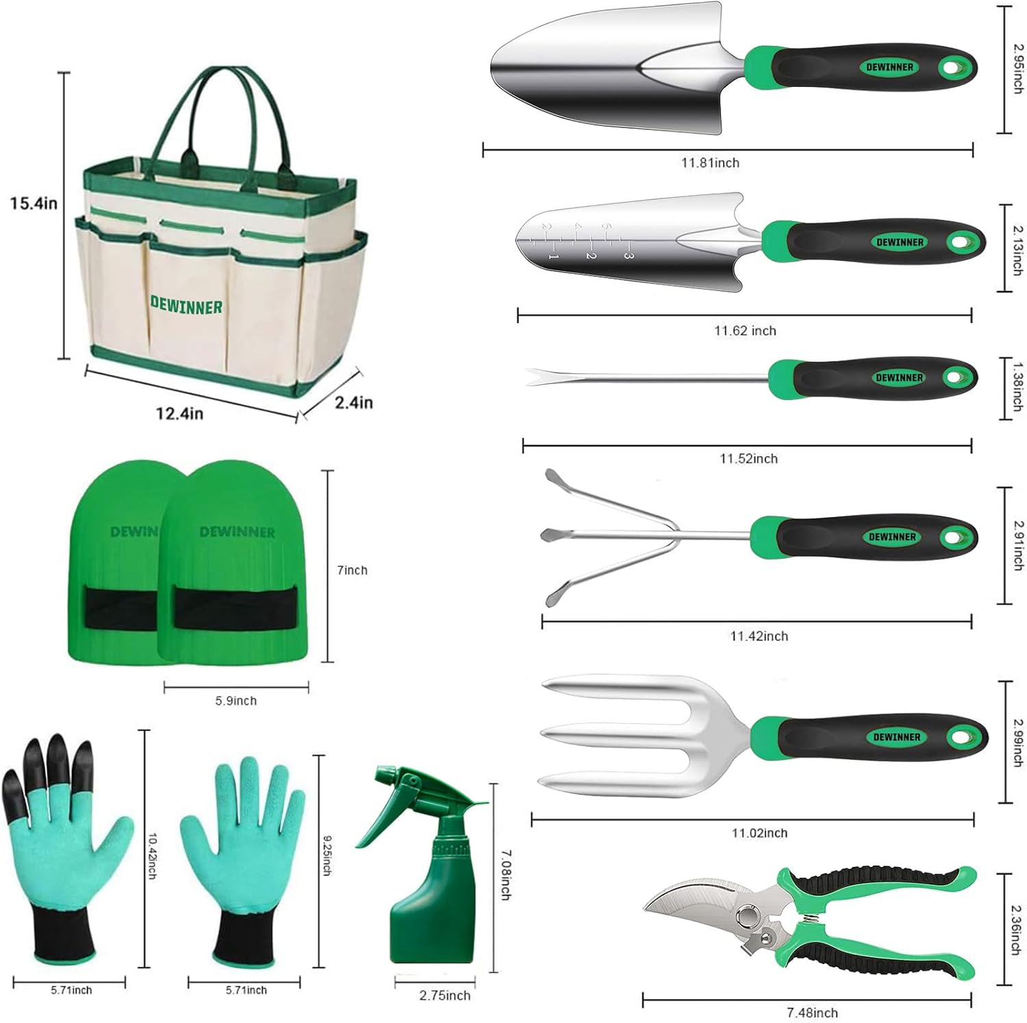 Dewinner Set Attrezzi da Giardino con Borsa - immagine 7
