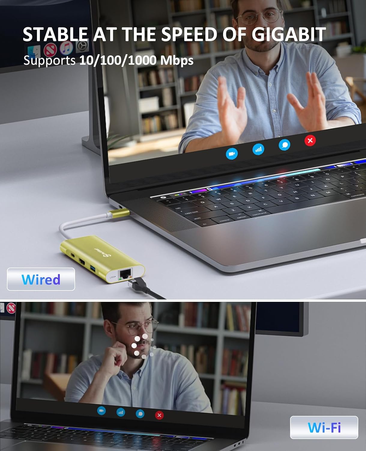 Utechsmart Hub USB-C 6 in 1 con HDMI e Ethernet 1000M, Oro - immagine 4