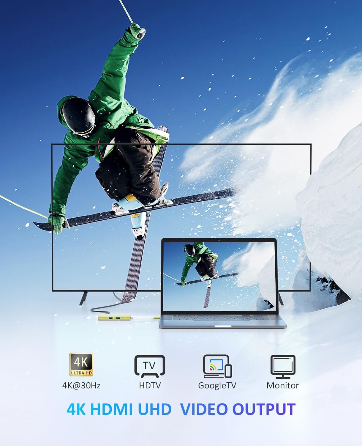 Utechsmart Hub USB-C 6 in 1 con HDMI e Ethernet 1000M, Oro - immagine 5